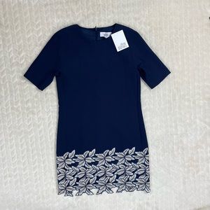 NWT- Belle Badgley Mischka Dress- Women Size 0- Navy/Gold